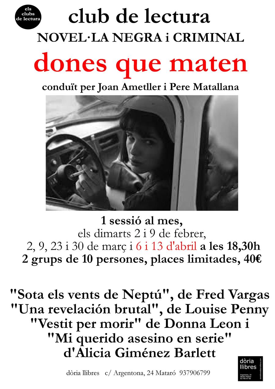 CLUB DE LECTURA DE NOVEL·LA NEGRA DONES QUE MATEN - 