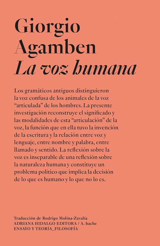 LA VOZ HUMANA | 9791399191141 | AGAMBEN, GIORGIO