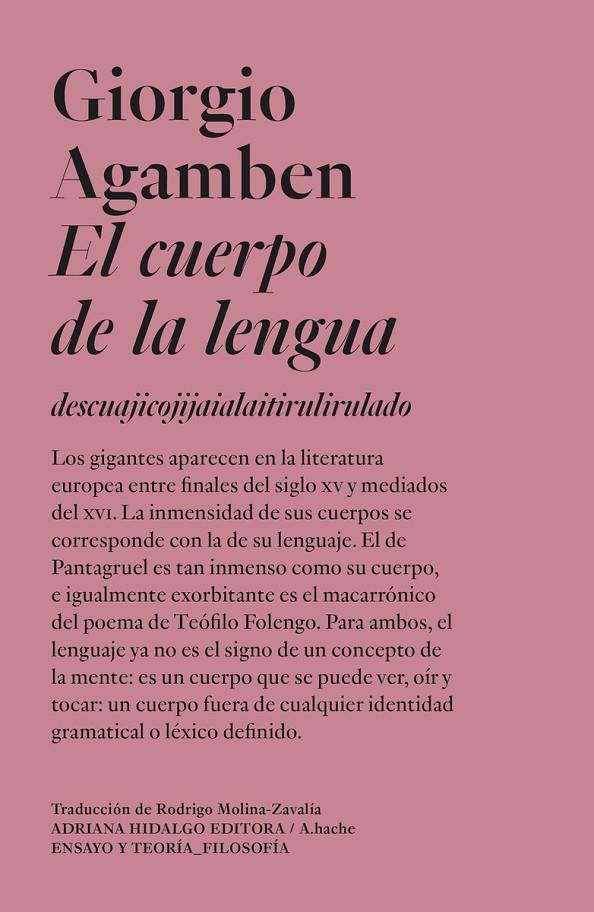 EL CUERPO DE LA LENGUA | 9788419208965 | AGAMBEN, GIORGIO