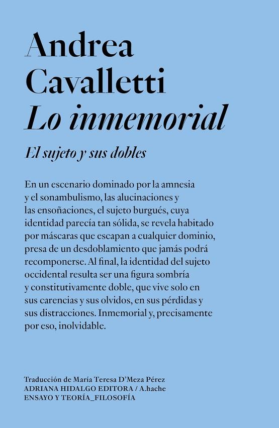 LO INMEMORIAL | 9789878969404 | CAVALLETTI, ANDREA