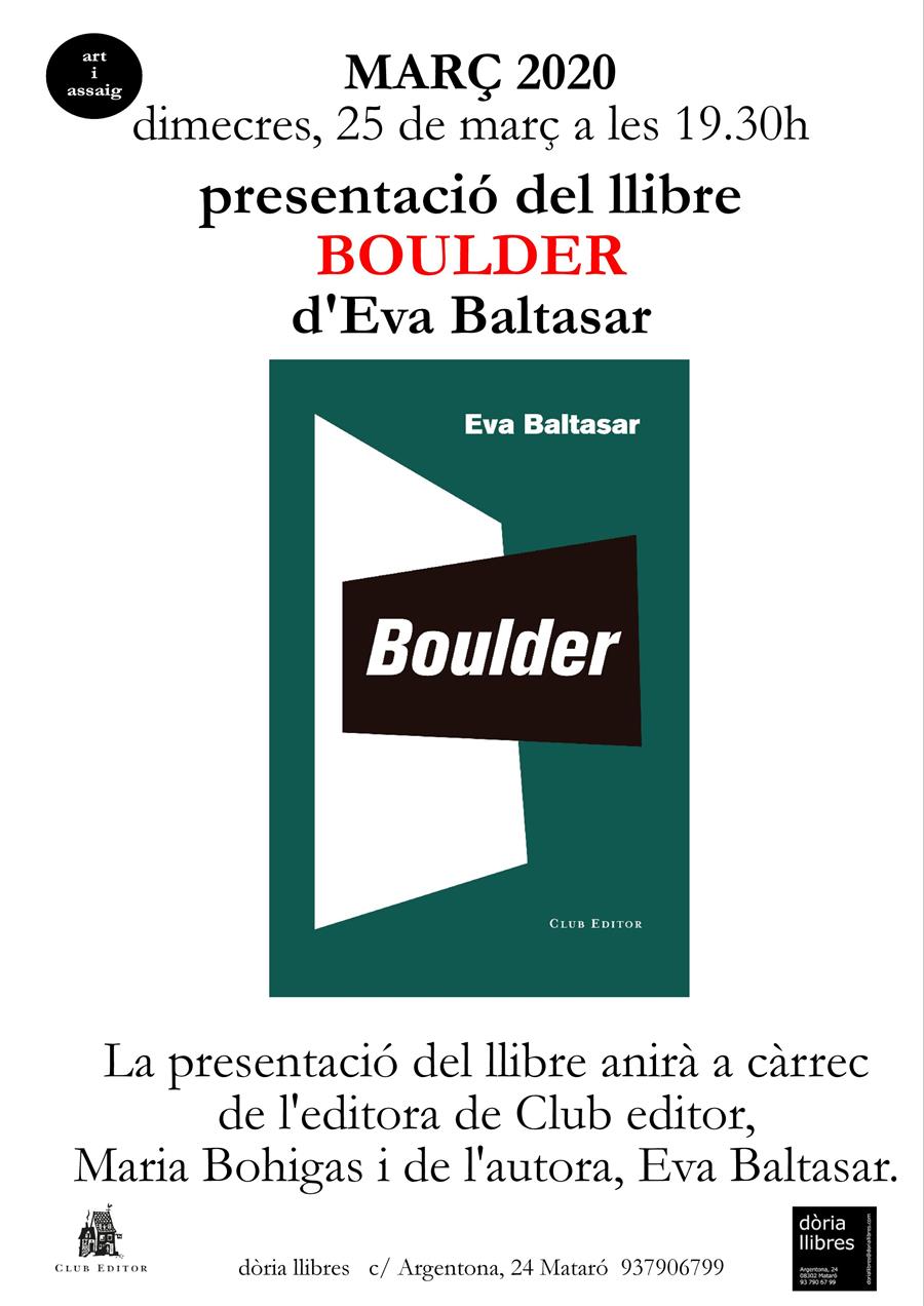 PRESENTACIÓ DEL LLIBRE BOULDER D'EVA BALTASAR - 