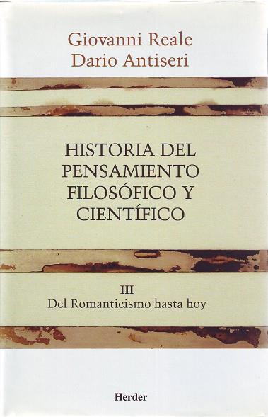 HISTORIA DEL PENSAMIENTO FILOSÓFICO Y CIENTÍFICO III | 9788425415913 | REALE, GIOVANNI/ANTISERI, DARIO